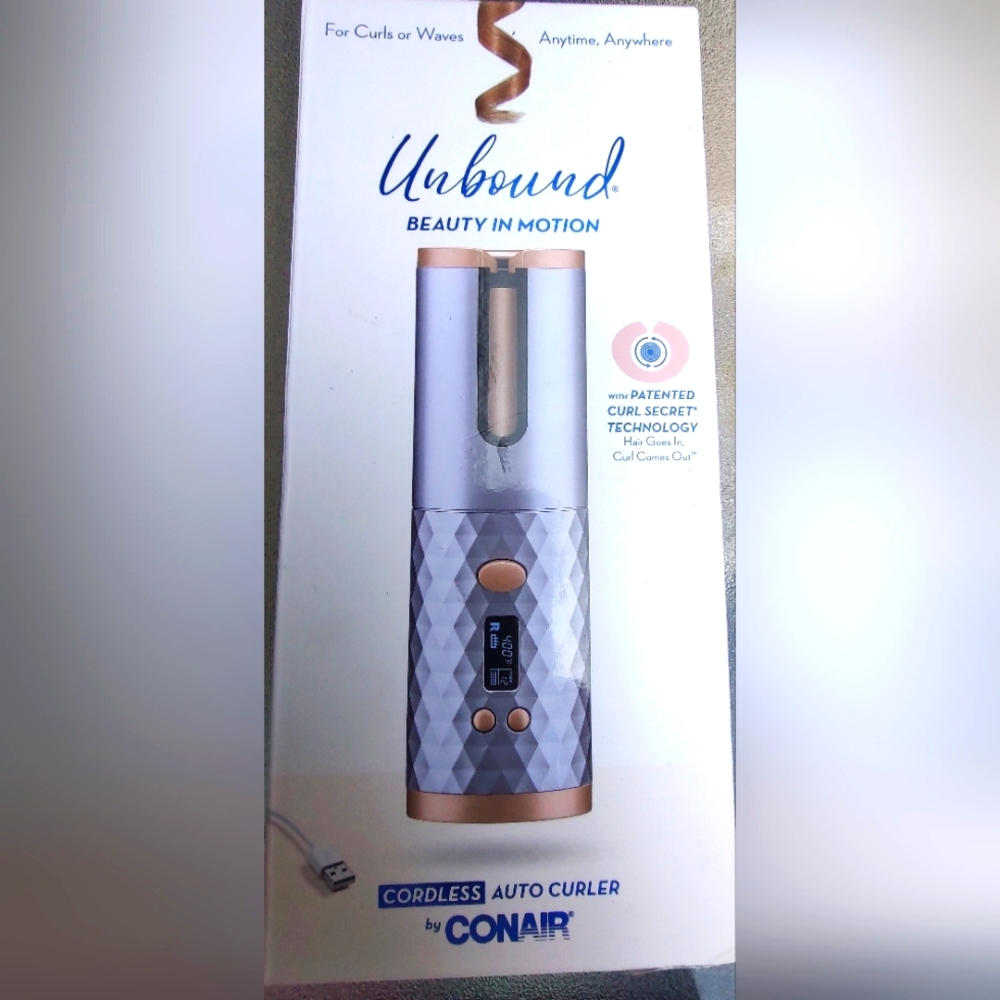 Conair Unbound Cordless Auto Curler Beauty In Motion for Curls and Waves Purple